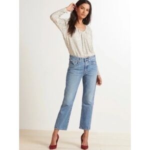 Evereve Allison Joy Nina Matte Sequin Pullover V-Neck Shimmer Top Blouse S